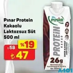 PINAR PROTEİN KAKAOLU LAKTOZSUZ SÜT 500 ML fiyat ve kampanya bilgisi